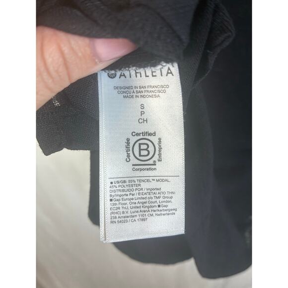 Athleta NEW Breezy V Neck Tee Shirt Size Sm Tencel Blend Minimalist Nuetral - Picture 4 of 7